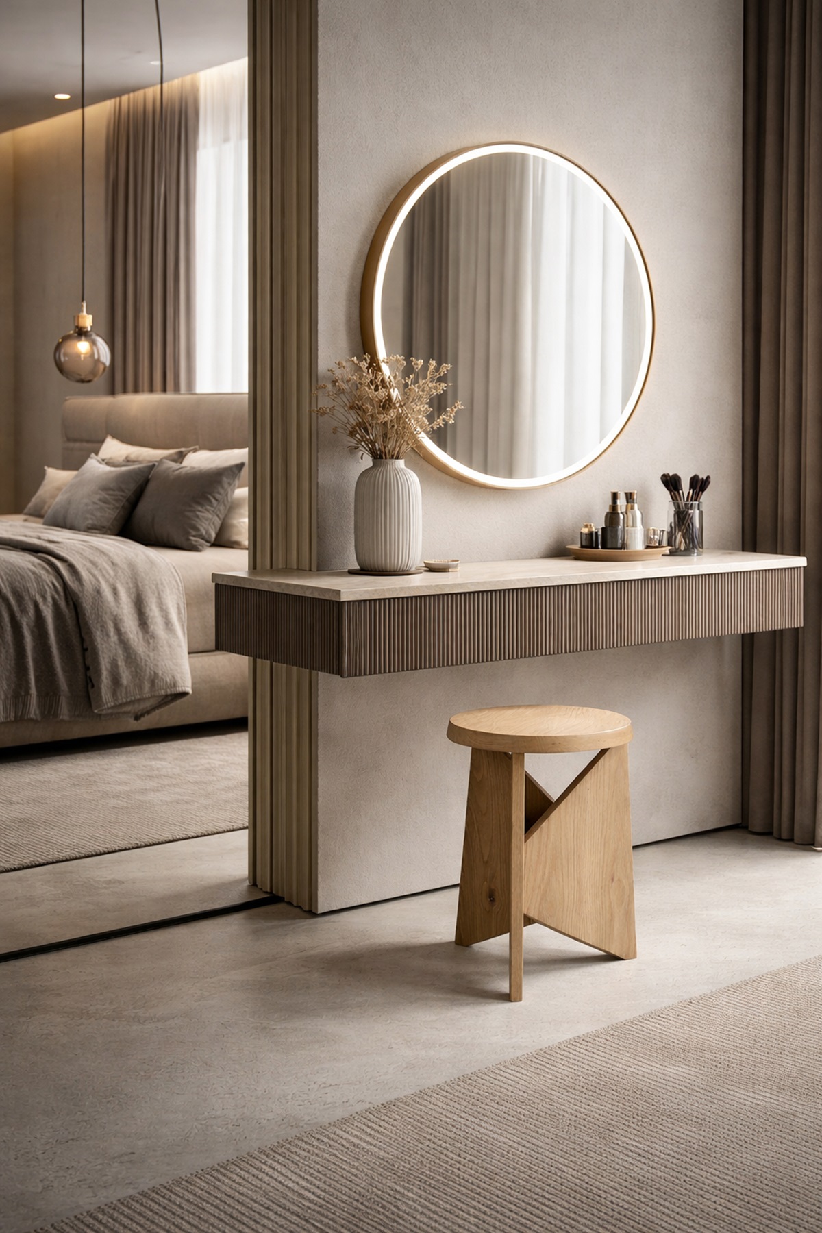 Ghế đôn gỗ bàn trang điểm