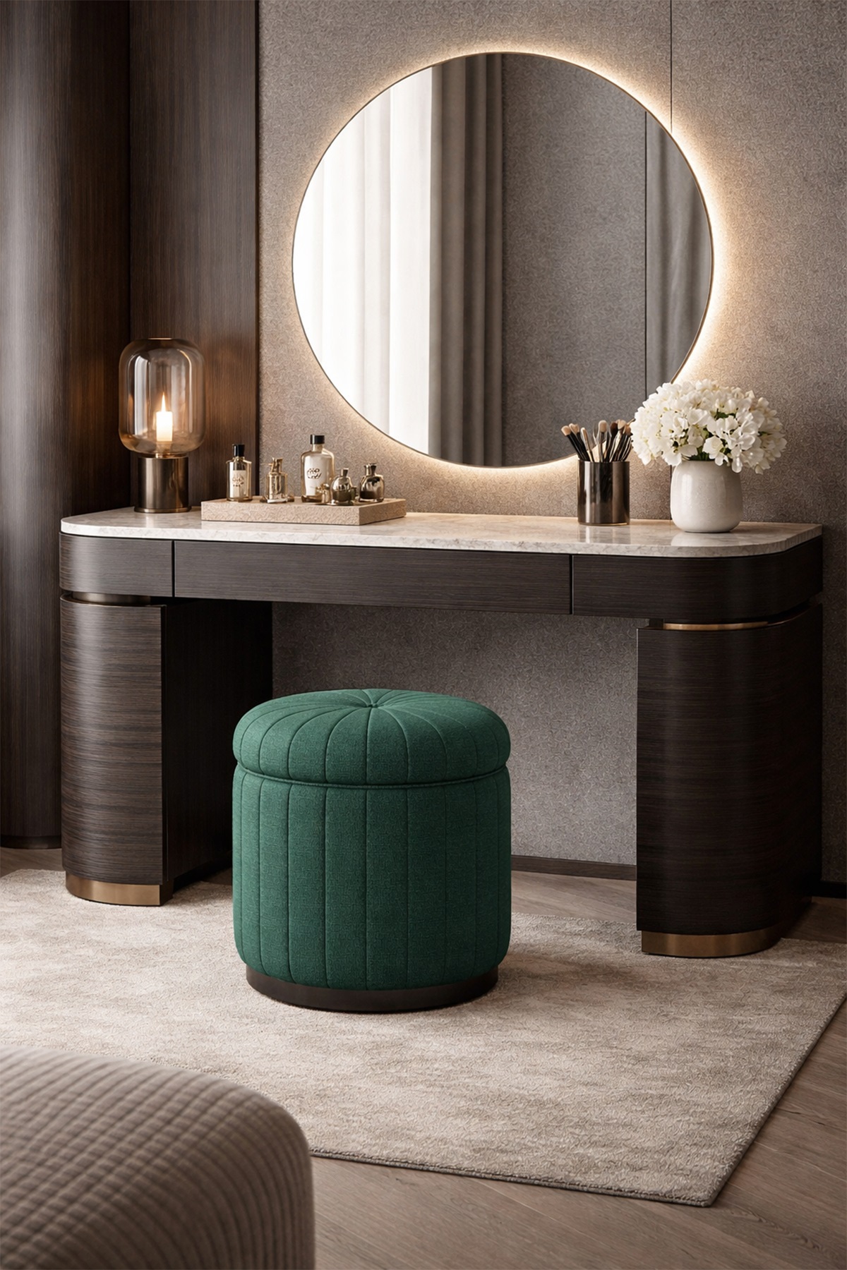 Ghế đôn tròn bàn trang điểm.