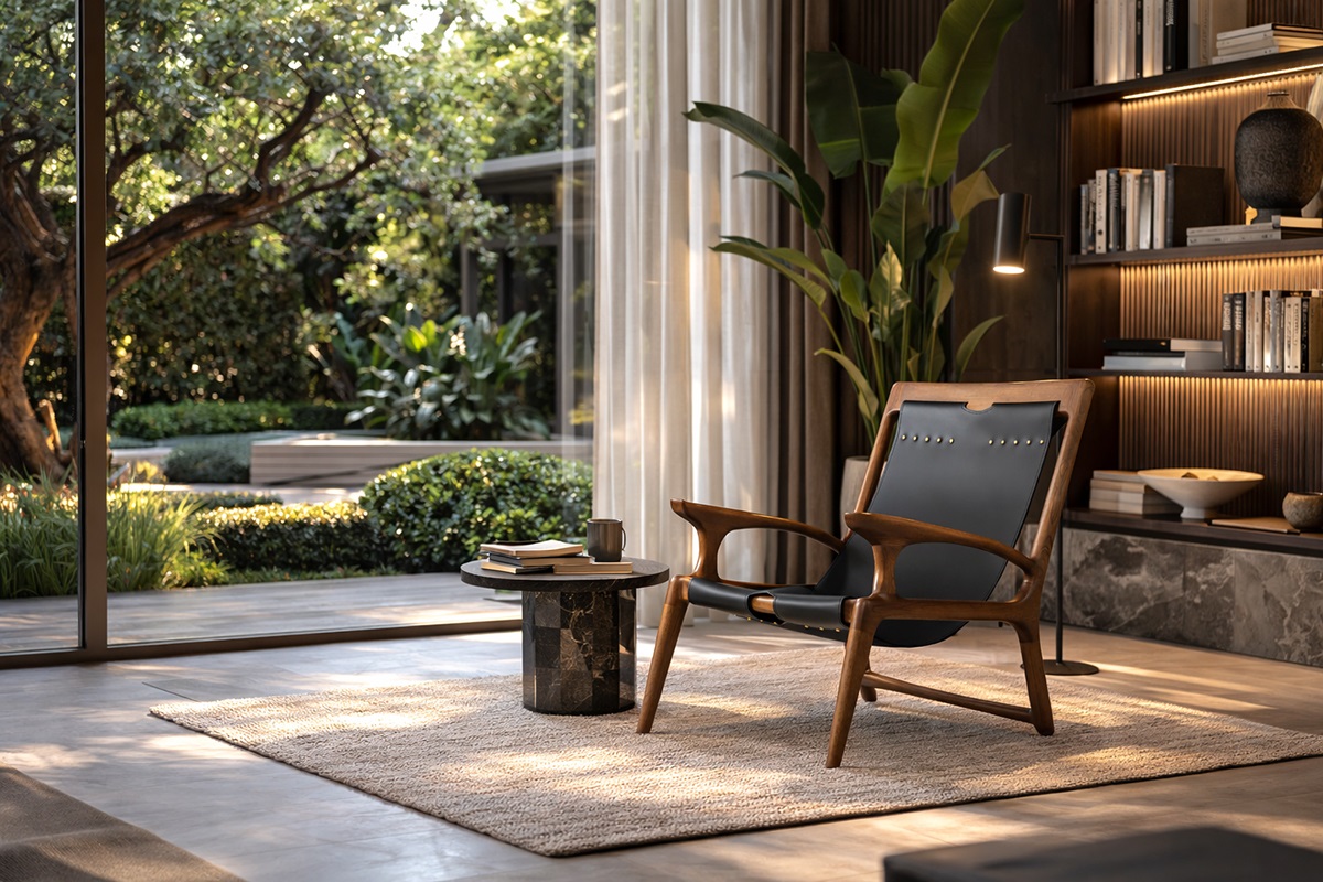 Ghế thư giãn gỗ da sang trọng