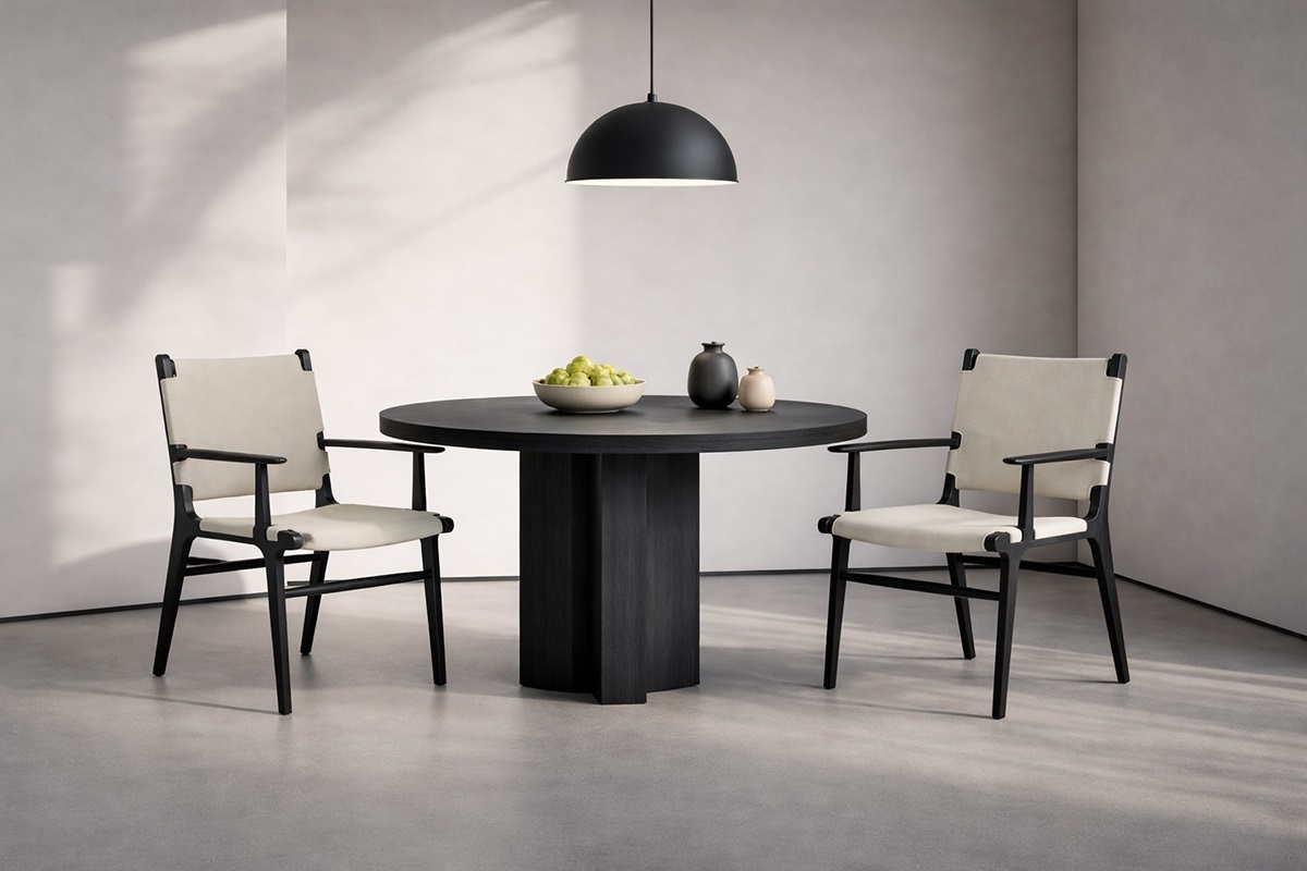 Bàn ghế ăn nệm da sang trọng