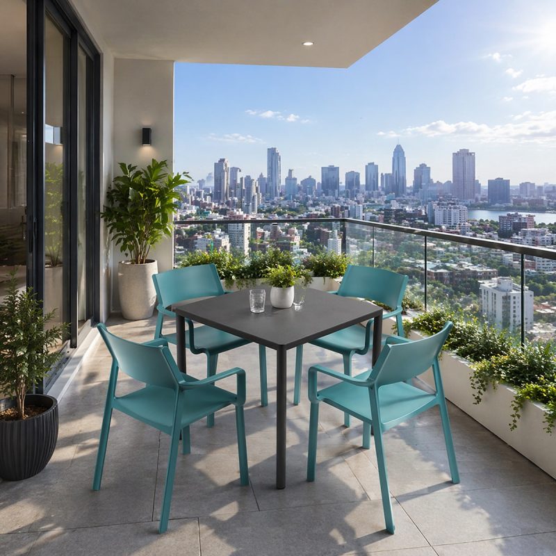 Bàn ghế ban công ngoài trời xếp chồng