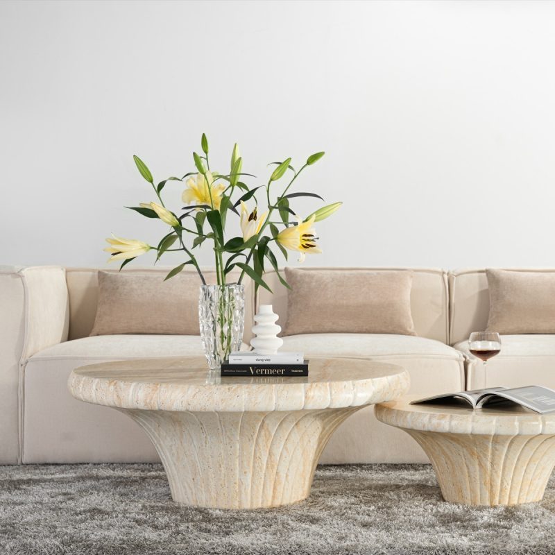 Bàn Sofa Hiệu Ứng Đá Travertine