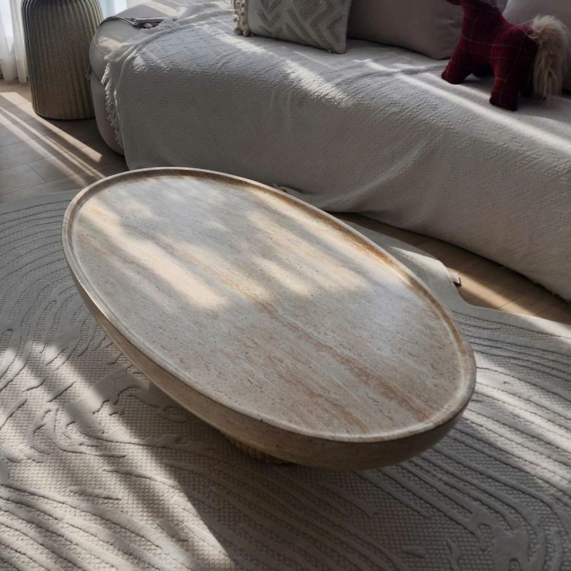 Bàn Sofa Hiệu Ứng Đá Travertine