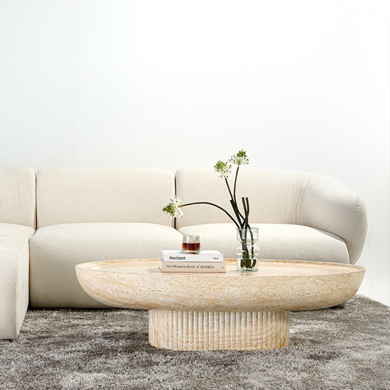 Bàn Sofa Hiệu Ứng Đá Travertine