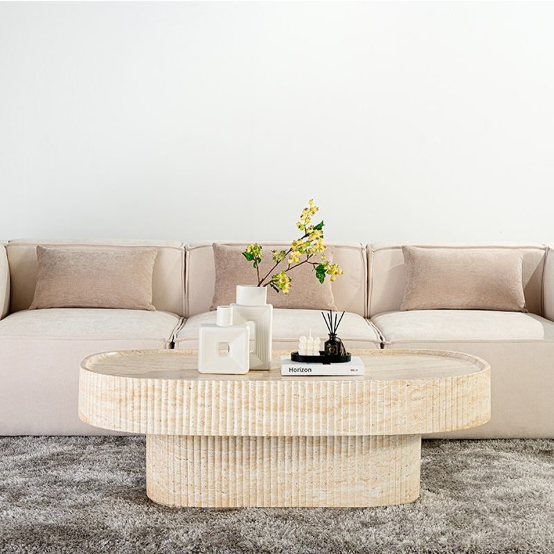 Bàn Sofa Hiệu Ứng Đá Travertine