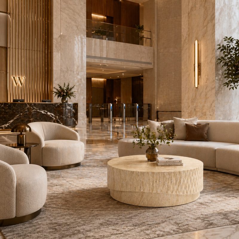 Bàn Sofa Hiệu Ứng Đá Travertine