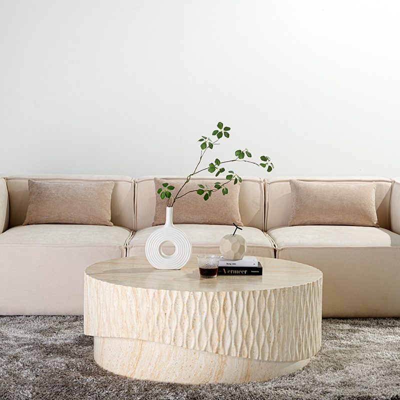 Bàn Sofa Hiệu Ứng Đá Travertine