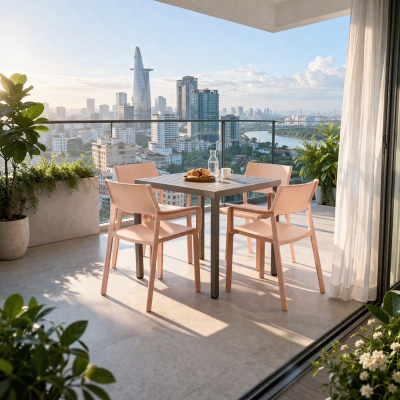 Bộ bàn ghế cafe ngoài trời 4 ghế