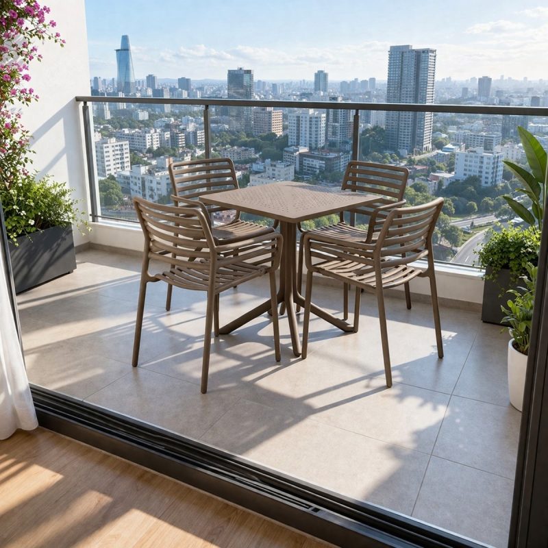 Bộ bàn ghế cafe ngoài trời 4 ghế