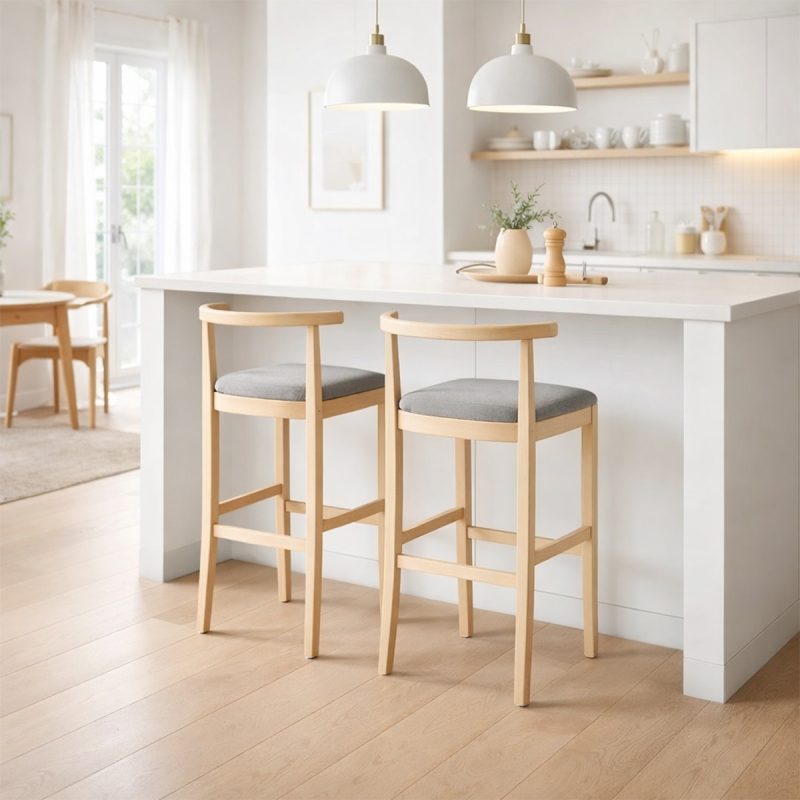 Ghế bar đảo bếp gỗ tự nhiên
