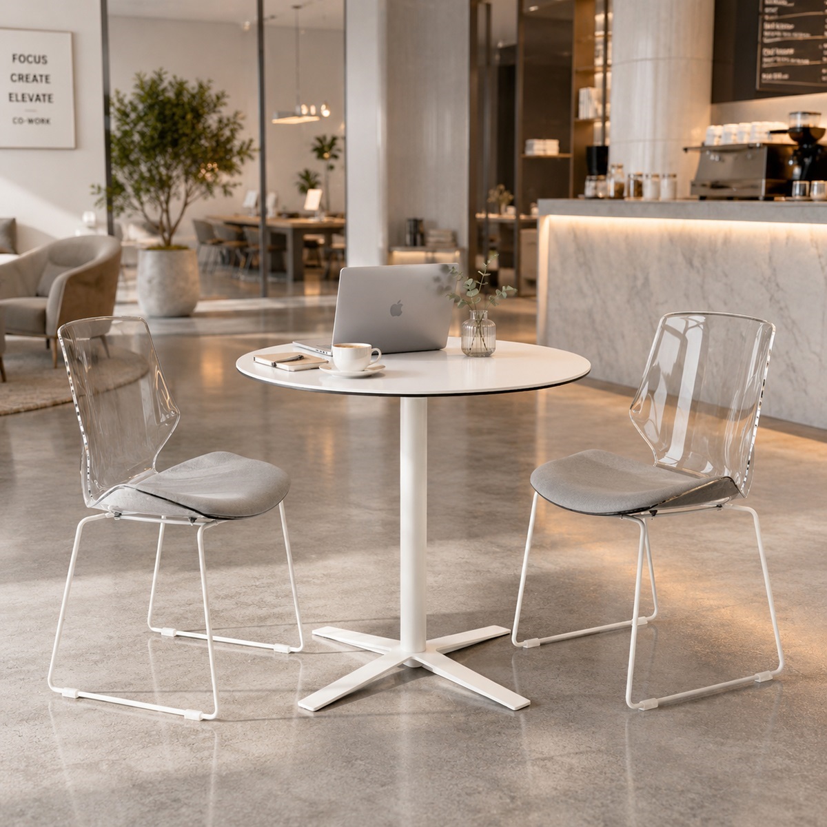 Ghế Cafe Nhựa Trong Chân Quỳ