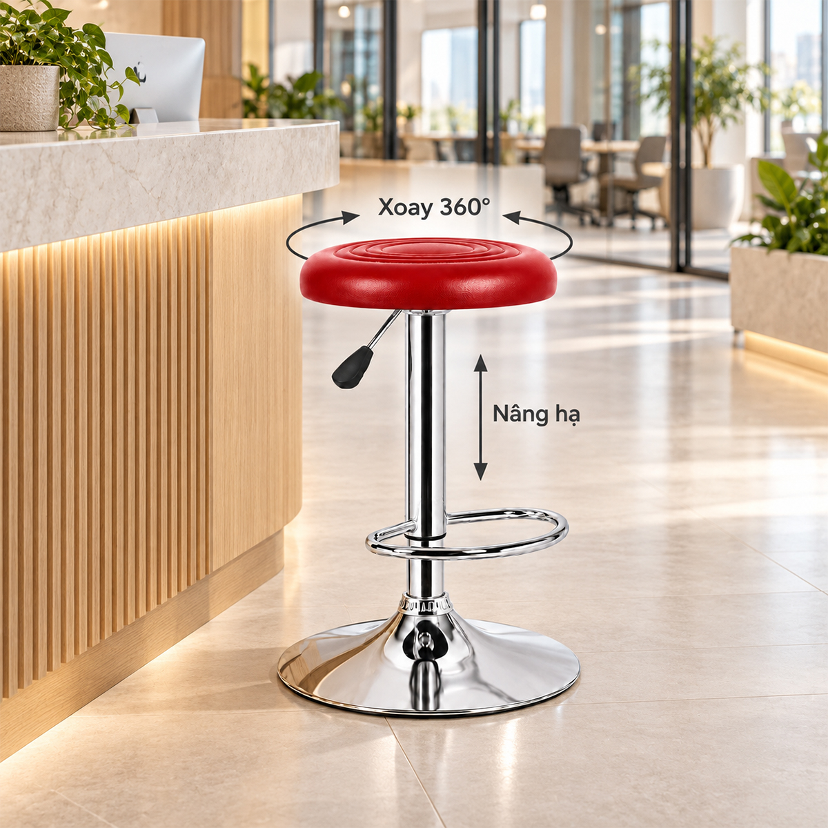 Ghế Bar Nệm Da PVC Xoay Nâng Hạ MD-WC4355