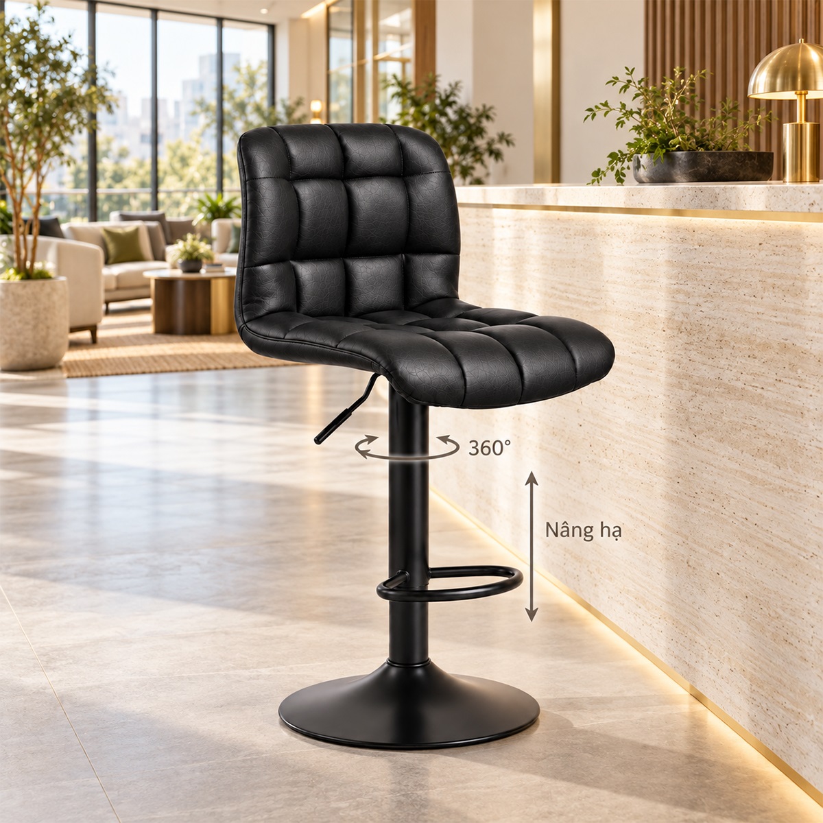 Ghế Bar Xoay Nâng Hạ Nệm Da MD-WC4371