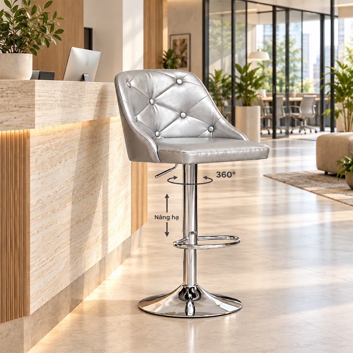 Ghế Bar Xoay Nâng Hạ Nệm Da PU MD-WC4361