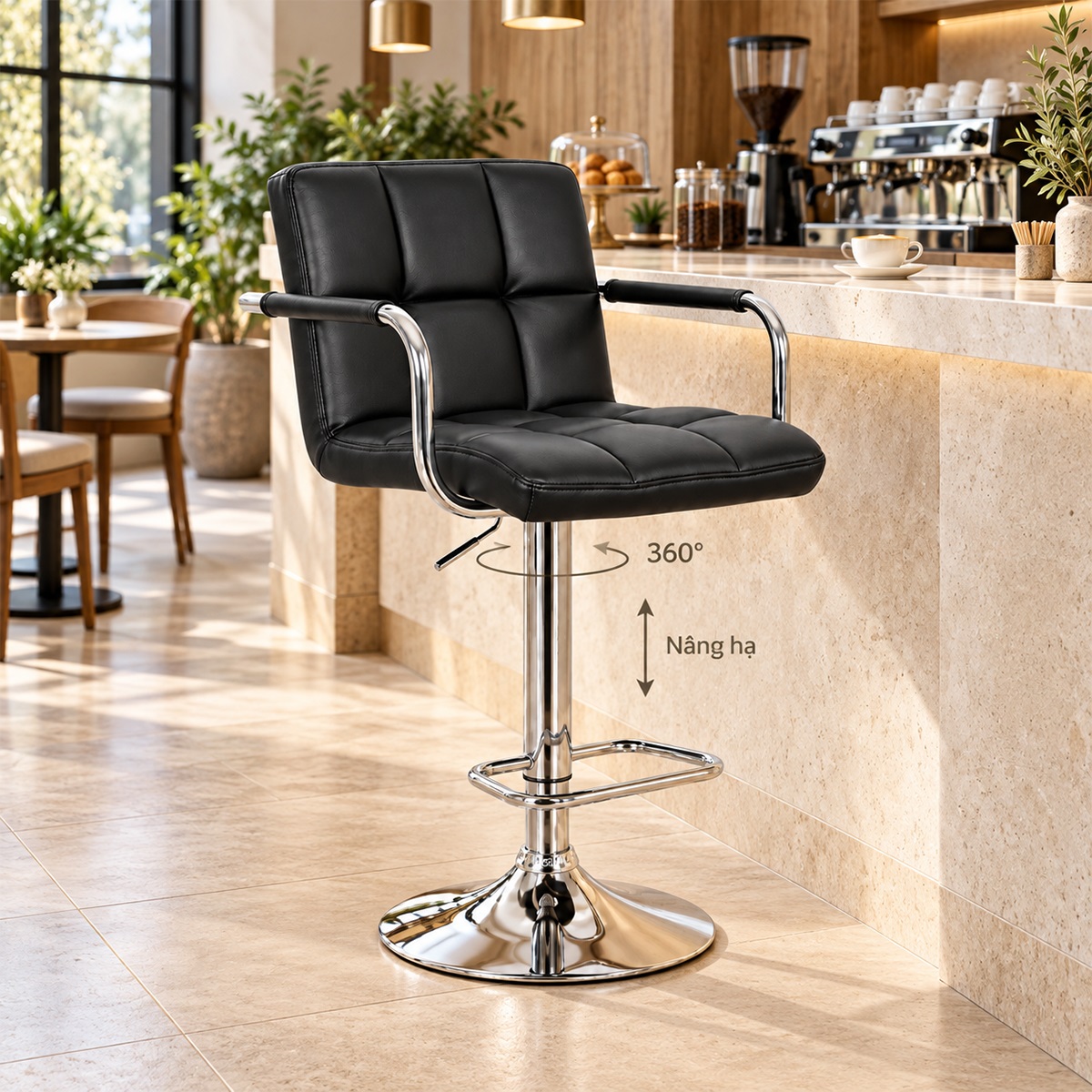 Ghế Bar Cafe Xoay Nâng Hạ Nệm Da PU MD-WC4363