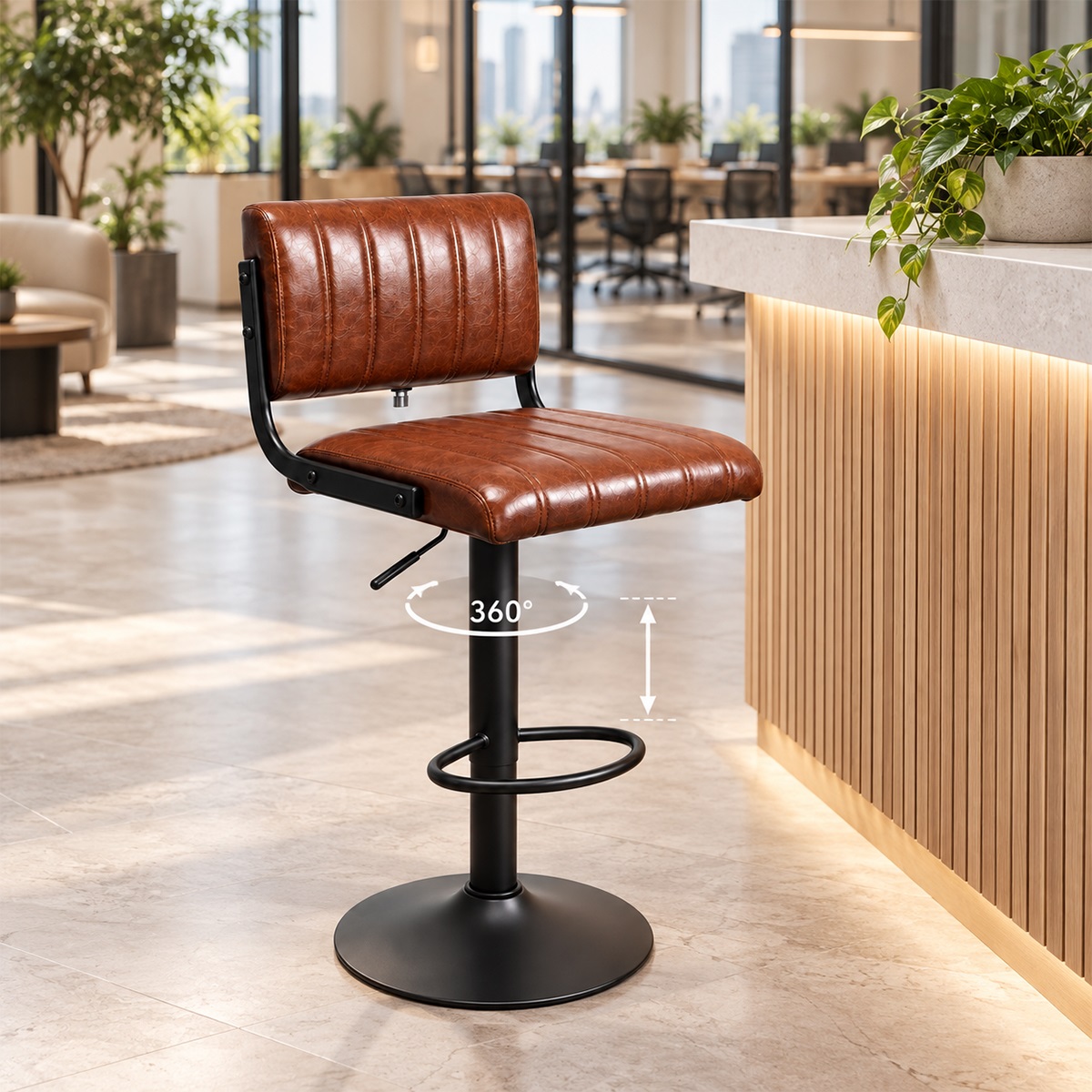 Ghế Bar Xoay Nâng Hạ Nệm Da PU MD-WC4385