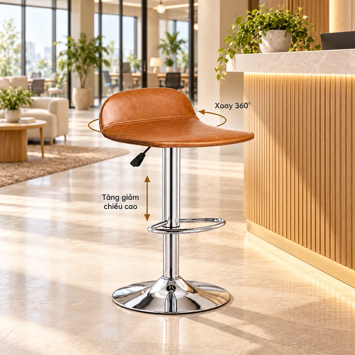 Ghế Bar Xoay Nâng Hạ Nệm Da PVC MD-WC4381