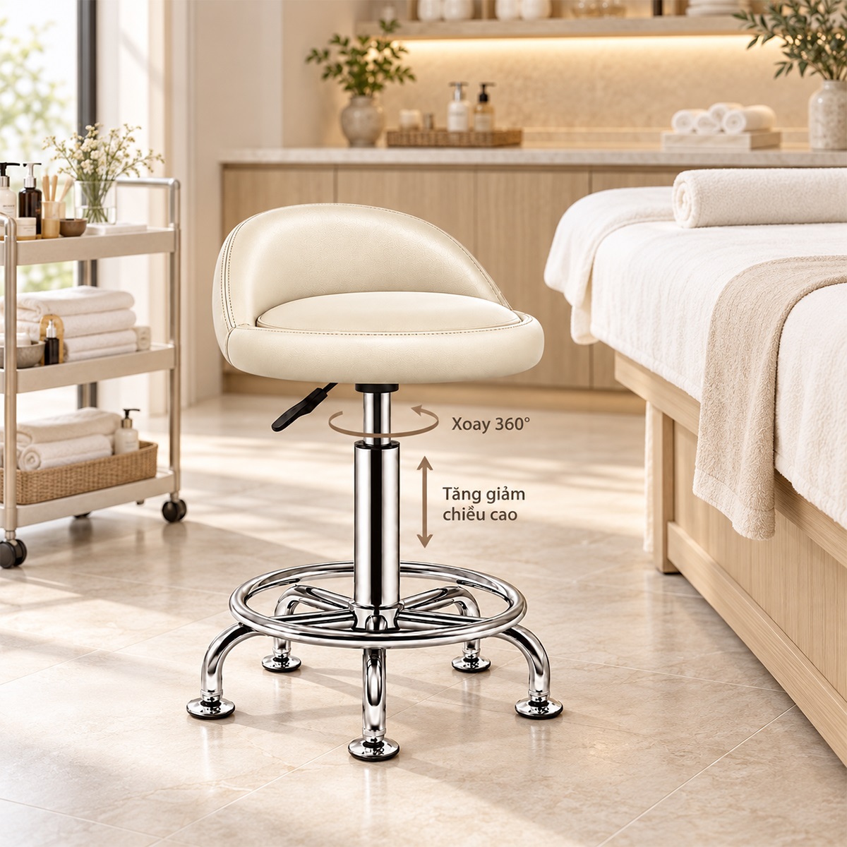 Ghế Đôn Xoay Nâng Hạ Nệm Da PU MD-WC4375