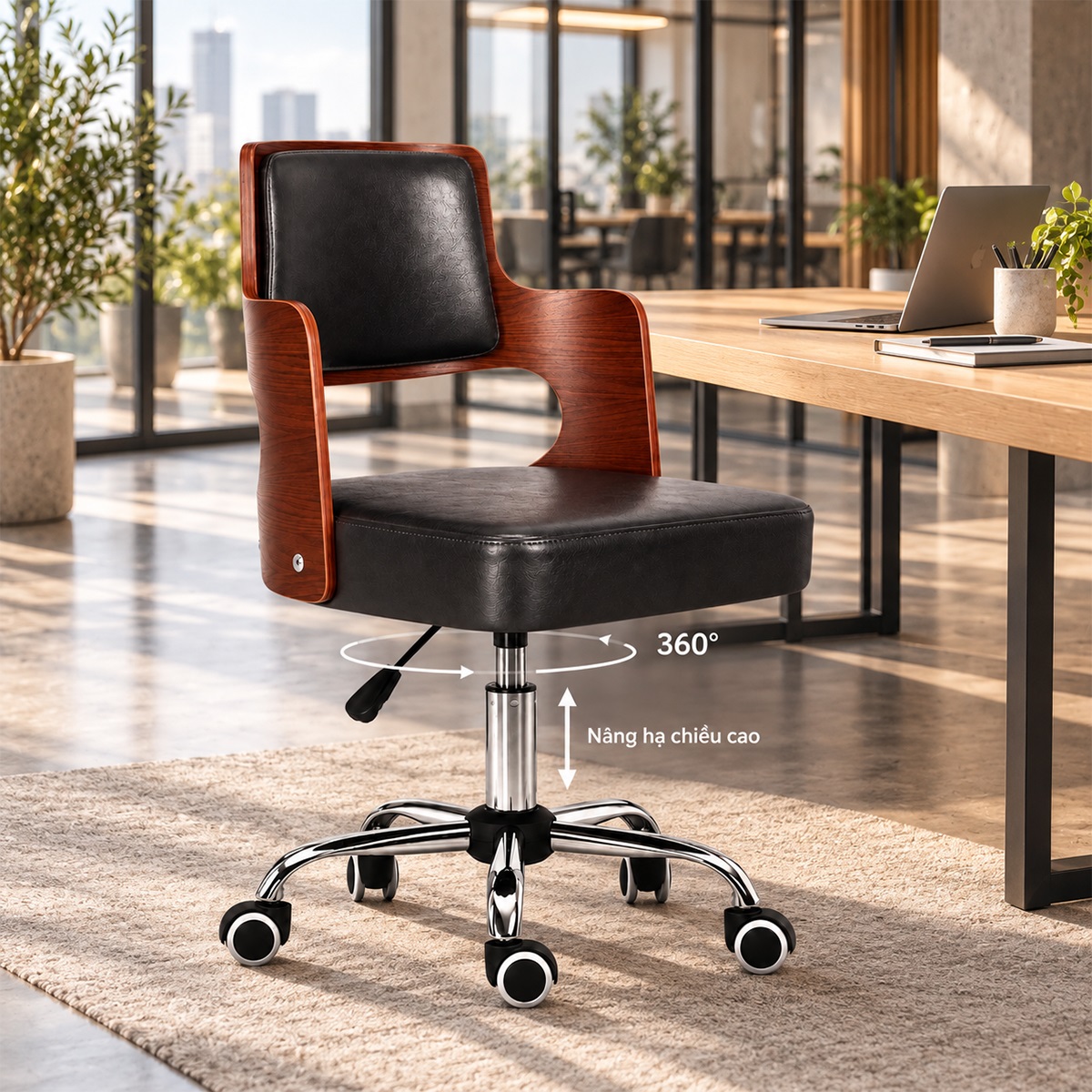 Ghế Làm Việc Chân Xoay Nâng Hạ MD-WC4389