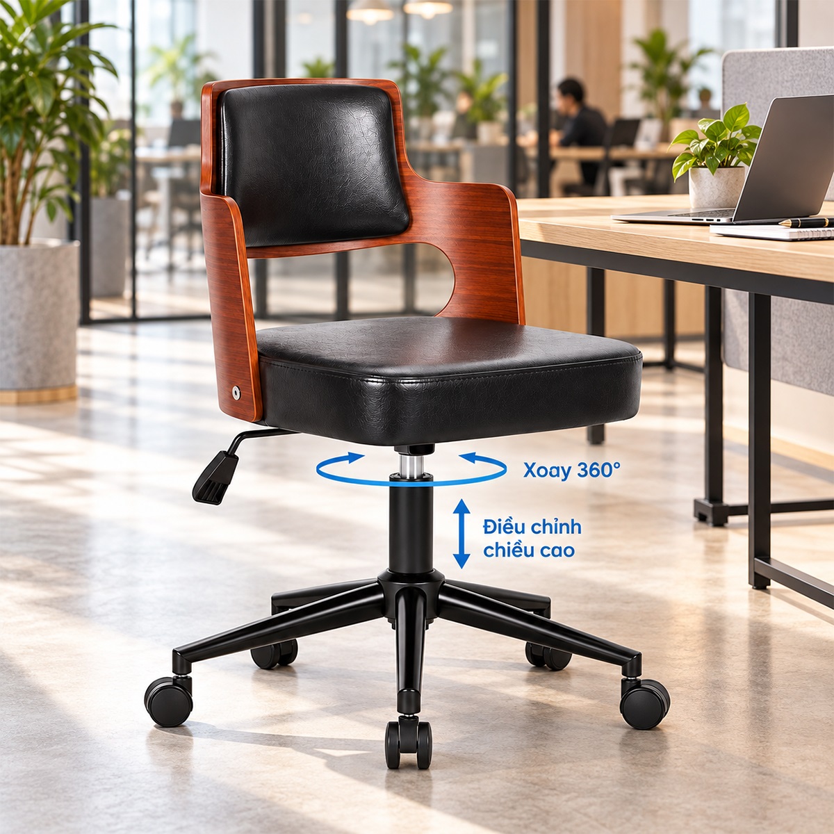 Ghế Làm Việc Nệm Da Chân Xoay MD-WC4395