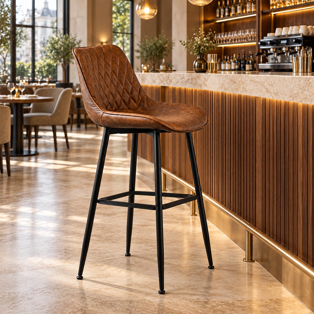 Ghế Quầy Bar Nệm Da Chân Sắt MD-WC4367