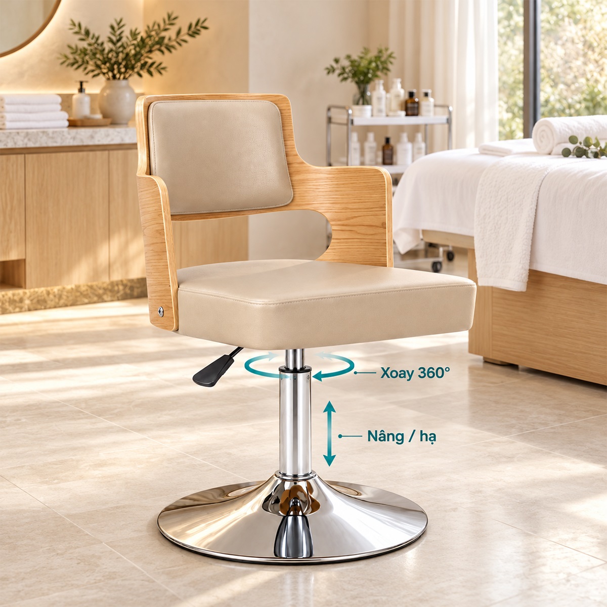 Ghế Quầy Thấp Chân Xoay Nâng Hạ MD-WC4390