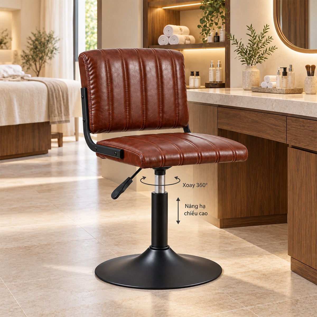 Ghế Spa Xoay Nâng Hạ Có Tựa Lưng MD-WC4387
